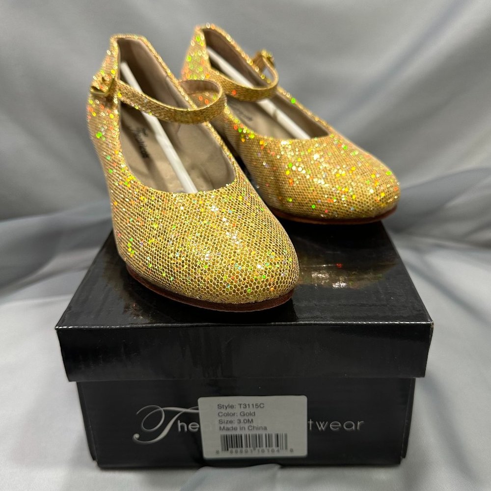 Women’s "Star Lite" Gold Glitter Character Shoes, 3.0M